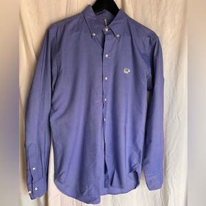 Men's Long-Sleeve Button-Down Shirt in blue with Subtle Logo